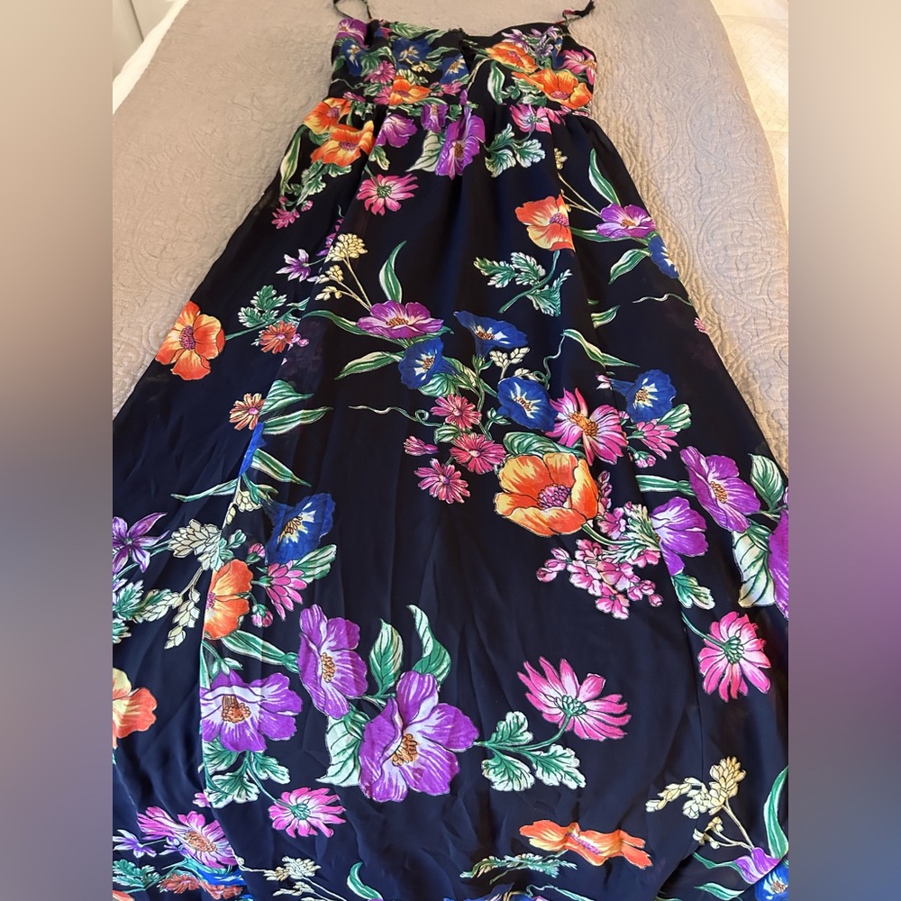 Express Black Maxi Dress with Multicolor Floral Design